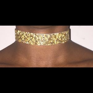 Stones and rhinestones gold choker