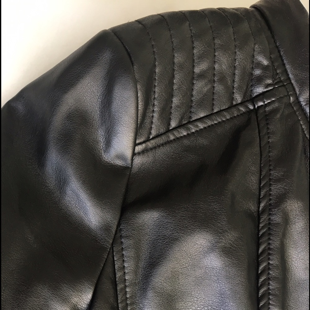 Black Faux Leather Biker Jacket - Picture 6 of 7