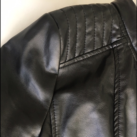 Black Faux Leather Biker Jacket - Picture 6 of 7