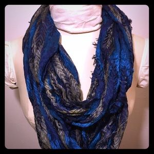 Infinity scarf. Blue, purple and gray.