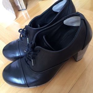 Black All Saints leather oxford bootie