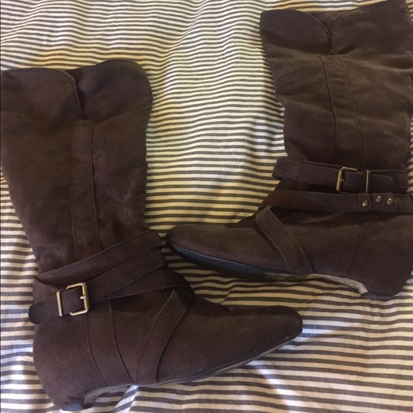 Knee High suede boots.