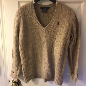 Ralph Lauren Sport wool oatmeal v-neck sweater