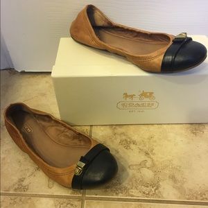 Coach leather Black and Tan ballet flats