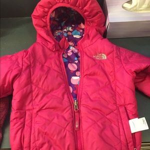 4T north face pink reversible jacket