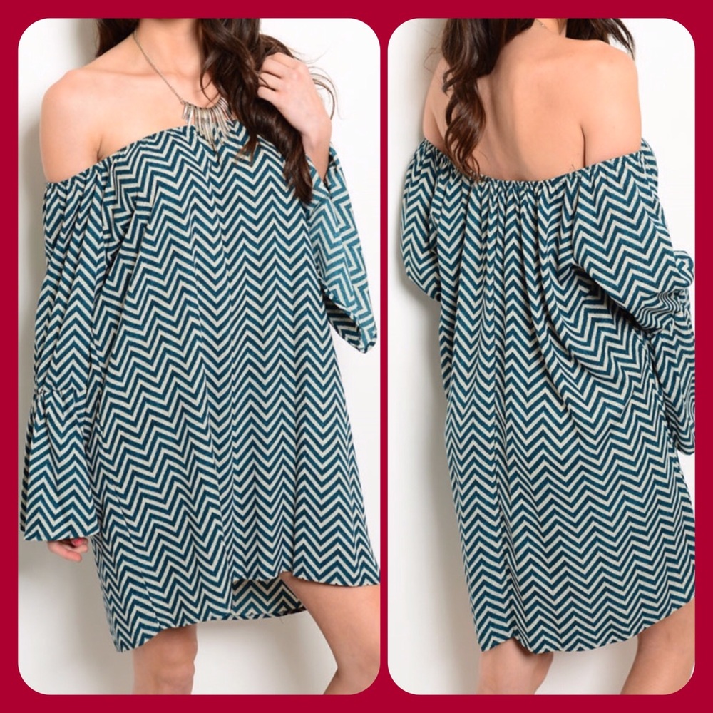 Green Tan Zigzag Dress(MADE USA)