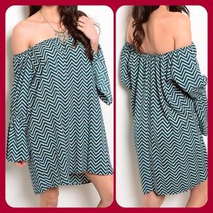 Green Tan Zigzag Dress(MADE USA)