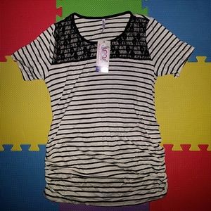 NWT Black and cream striped maternity shirt