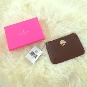 Kate Spade NEW metallic black patent leather pouch