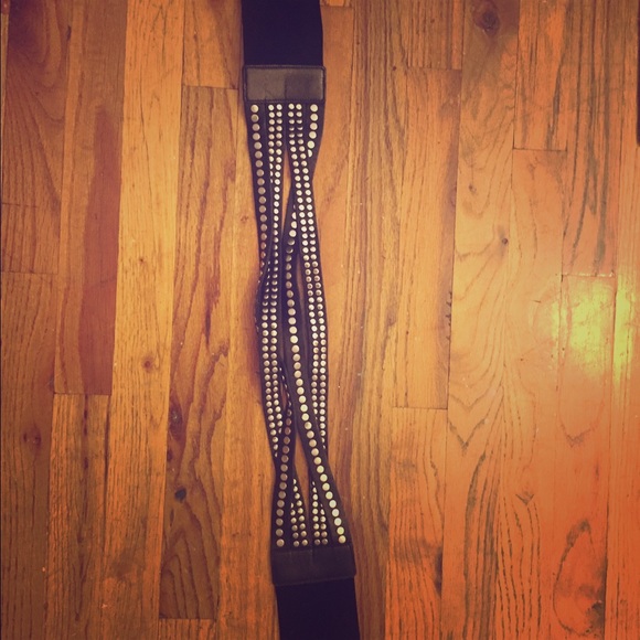 Studded, black leather corset belt S/M