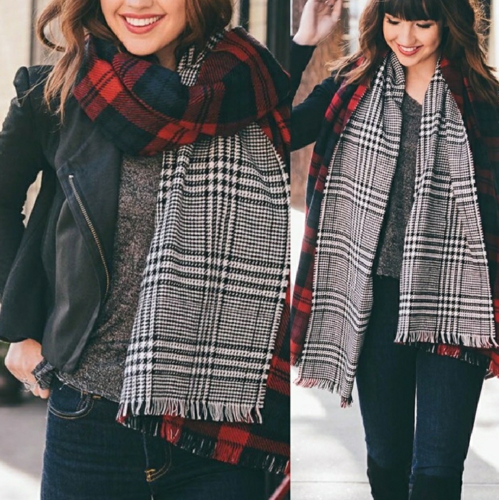 HP||⭐Luxurious Reversible Plaid Blanket Wrap Scarf - Picture 2 of 8