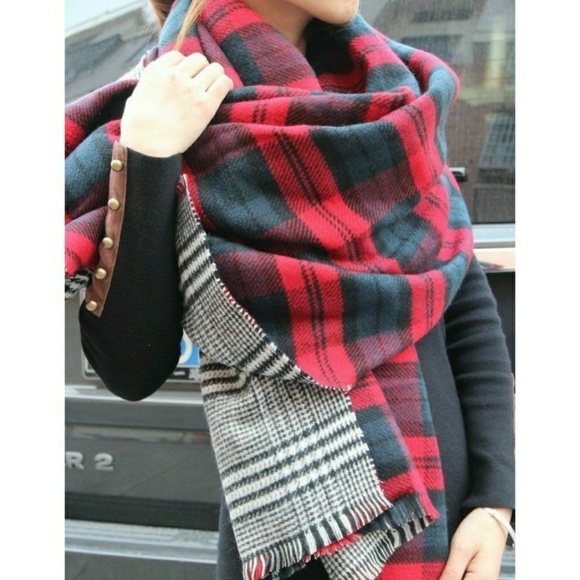 HP||⭐Luxurious Reversible Plaid Blanket Wrap Scarf - Picture 3 of 8