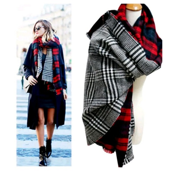 HP||⭐Luxurious Reversible Plaid Blanket Wrap Scarf - Picture 7 of 8