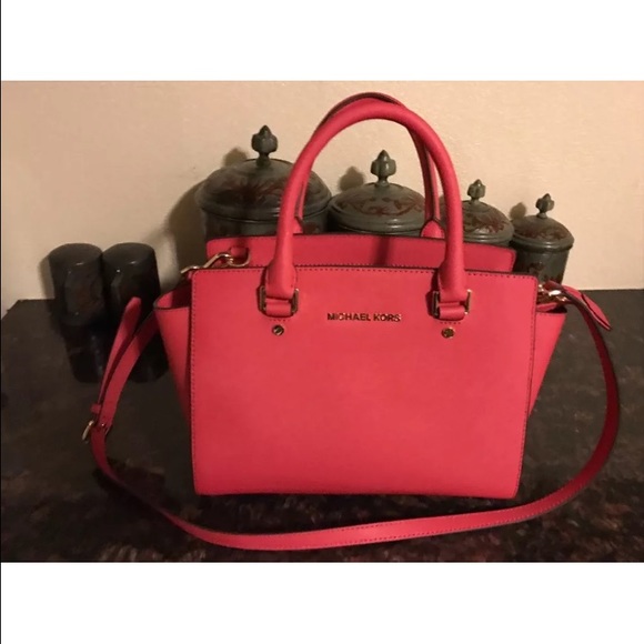 MICHAEL Michael Kors Handbags - Michael Kors Selma Satchel- Watermelon