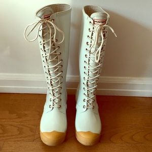 White Lace up Hunter Boots