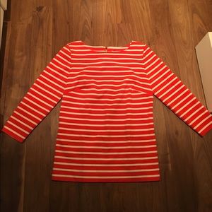 MICHAEL KORS orange & white stripe long sleeve top