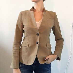 Zara Woman Camel Blazer with Elbow Patches
