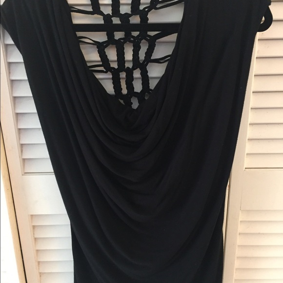 Sky black netted back top
