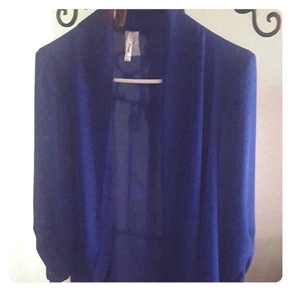 XL royal blue Moa draped front sheer Cardigan