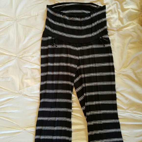 Maternity PJ Pants Black & White Stripe