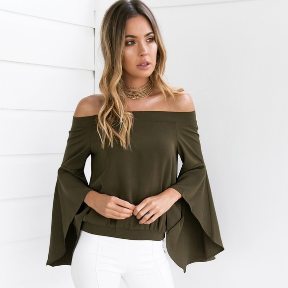 Boutique Tops - 💥 LAST 1️⃣ SM // Kingdom Bell Sleeve Top // Khaki