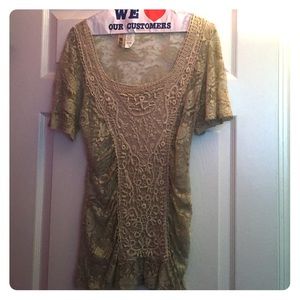 Paisley lace short sleeve shirt