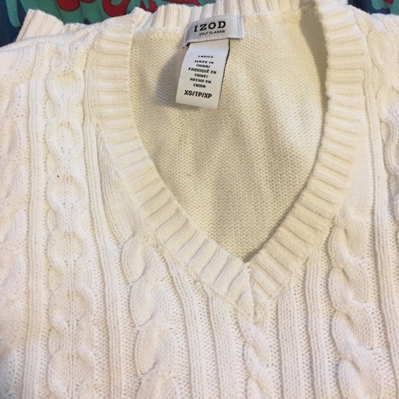 White IZOD v neck sweater! New! Never worn! - Picture 2 of 2