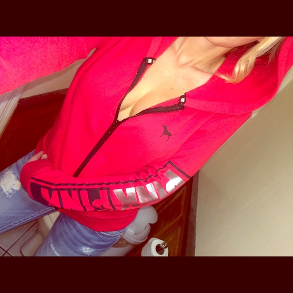 PINK Victoria's Secret Tops - Varsity foil hoodie sz S