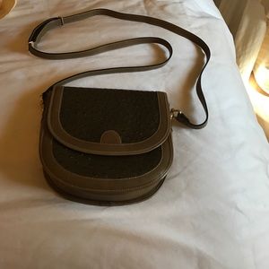 Vintage Italian leather and ostrich olive  bag
