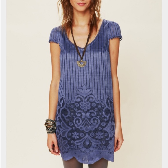 Free People Speak Easy Shift Dress in Blue