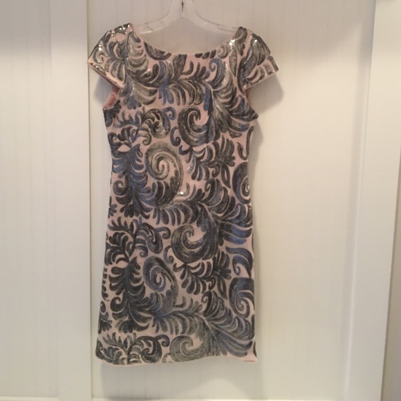 Adrianna Papell Blush & Charcoal Sequin Dress - Picture 3 of 5