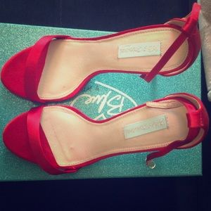 Red satin sandals