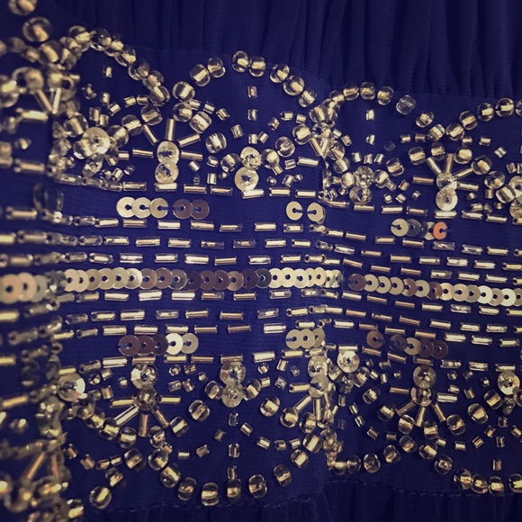 Deep blue formal dress with silver sequence