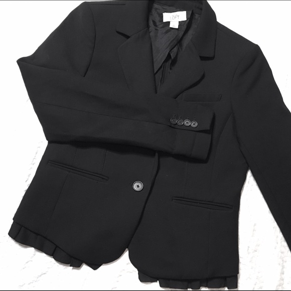LOFT Black Ruffle Blazer