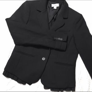 LOFT Black Ruffle Blazer
