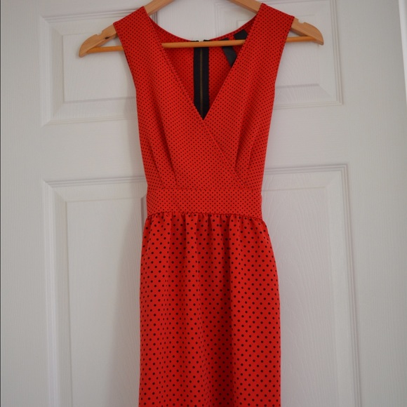 Red and black polka dot dress