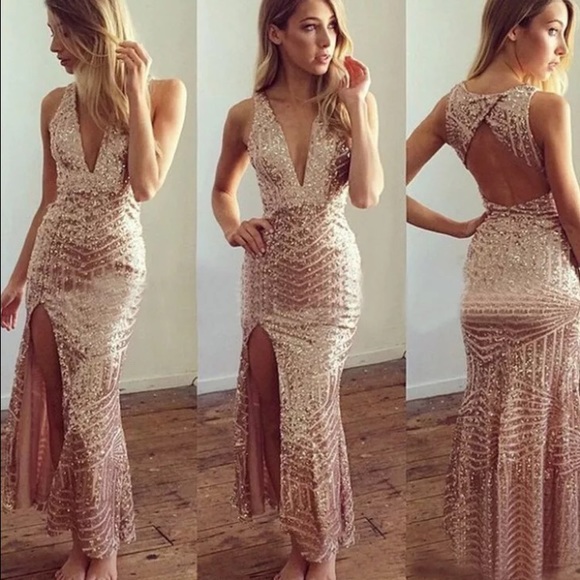 Gold Sequin Bridesmaid Dress