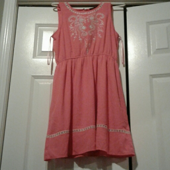 Coral Pink Doe & Rae Casual Dress - Picture 1 of 4