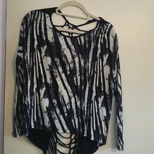 Black and white shirt with string back