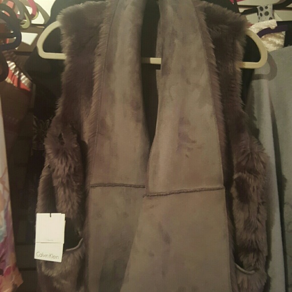 Calvin Klein faux fur vest reversible