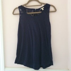 Navy Blue Tank with lace detail