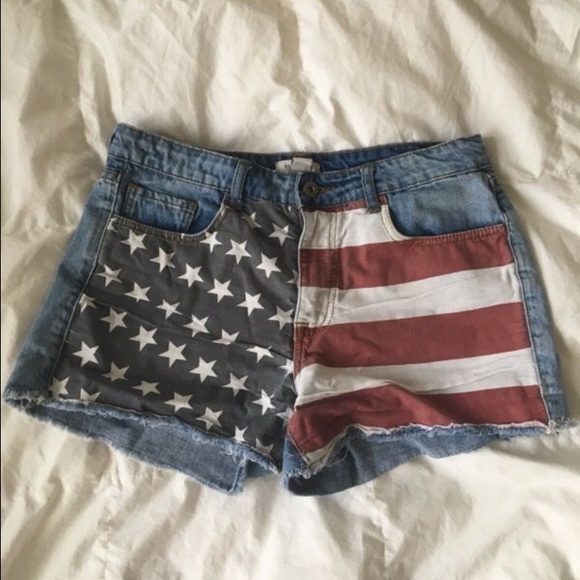 Forever 21 American Flag High Waisted Shorts
