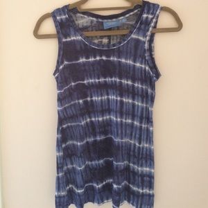 Navy blue and white tie dye tank