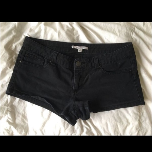 Forever 21 Black Super Low Rise Denim Shorts