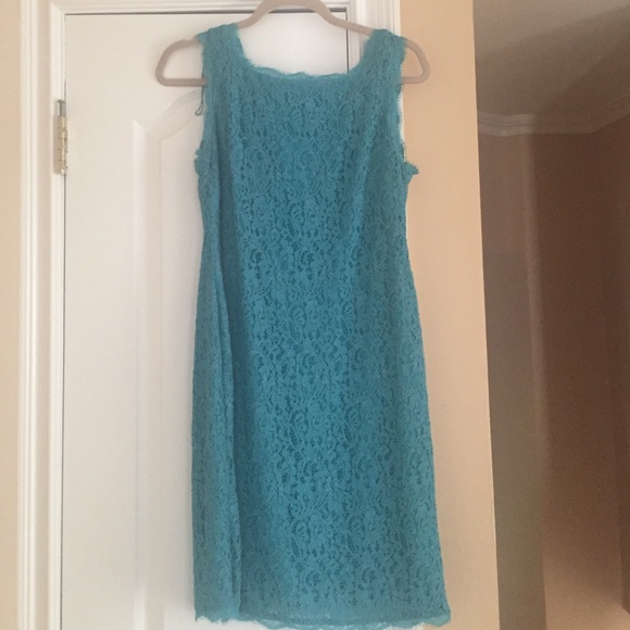 Adrianna Papell boatneck lace sheath dress