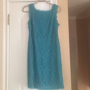 Adrianna Papell boatneck lace sheath dress