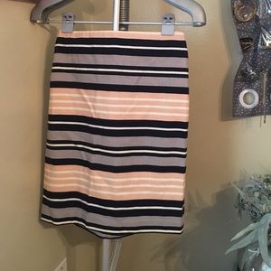 Navy, light blue, white and pink pencil skirt