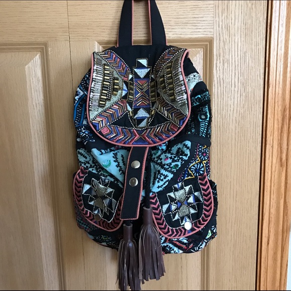Shashi Aida Backpack with two front pockets, boho