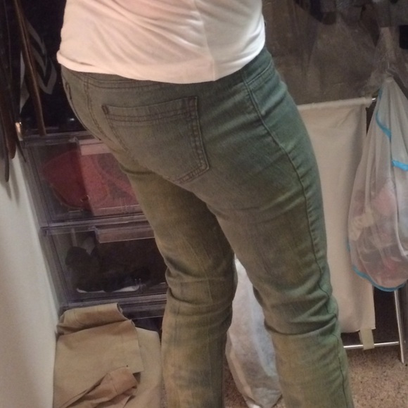 Green tie dye jeggings by Uproar size 00 stretchy - Picture 4 of 8