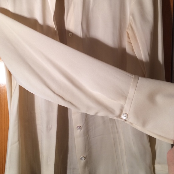 Ann Taylor nude silk blouse petite 4 - Picture 3 of 4